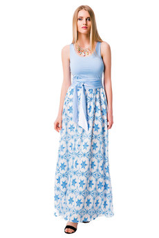 Длинный голубой сарафан Mondigo