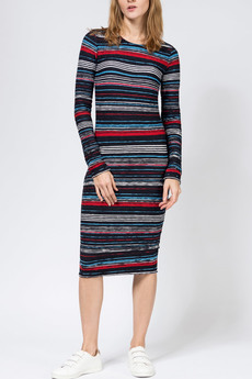Трикотажное платье с рукавами в полоску TOM FARR