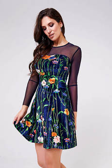 Бархатное платье с цветами Angela Ricci