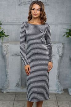 Серое платье в полоску Look Russian
