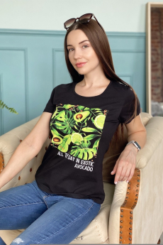 Черная футболка с авокадо Натали