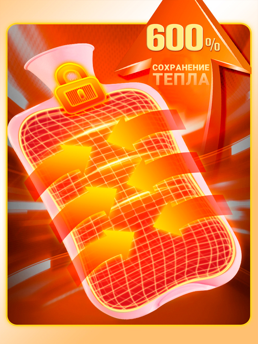 Фото товара 23857, грелка резиновая водяная многоразовая в мягком чехле