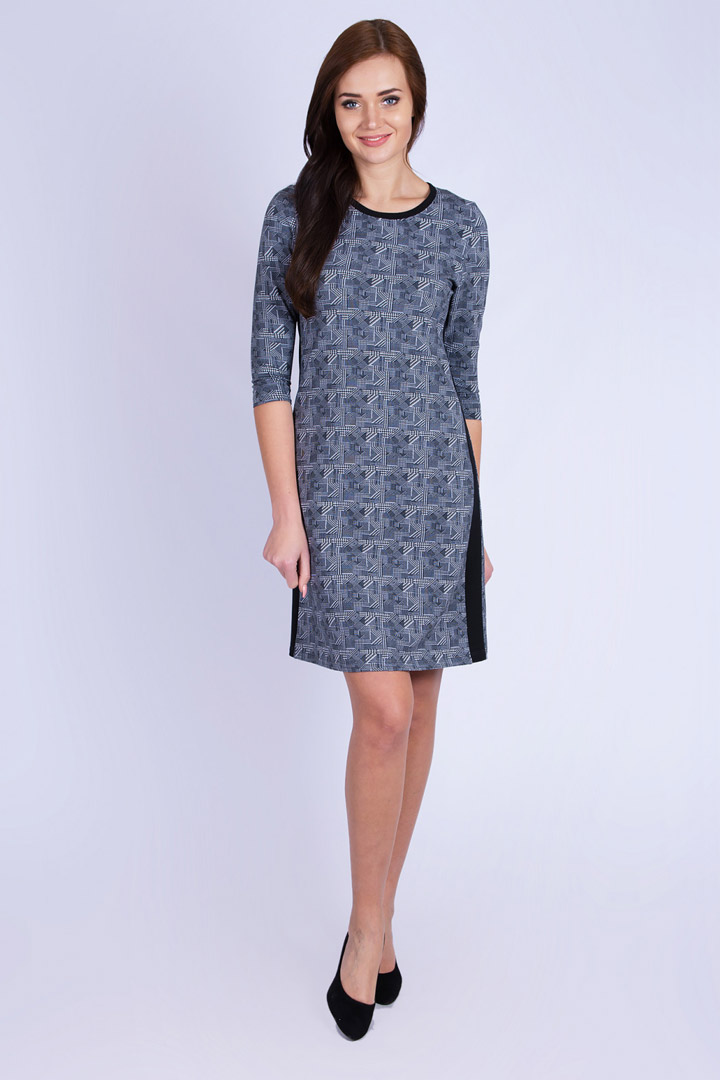 Фото товара 17389, повседневное платье с  графичным рисунком