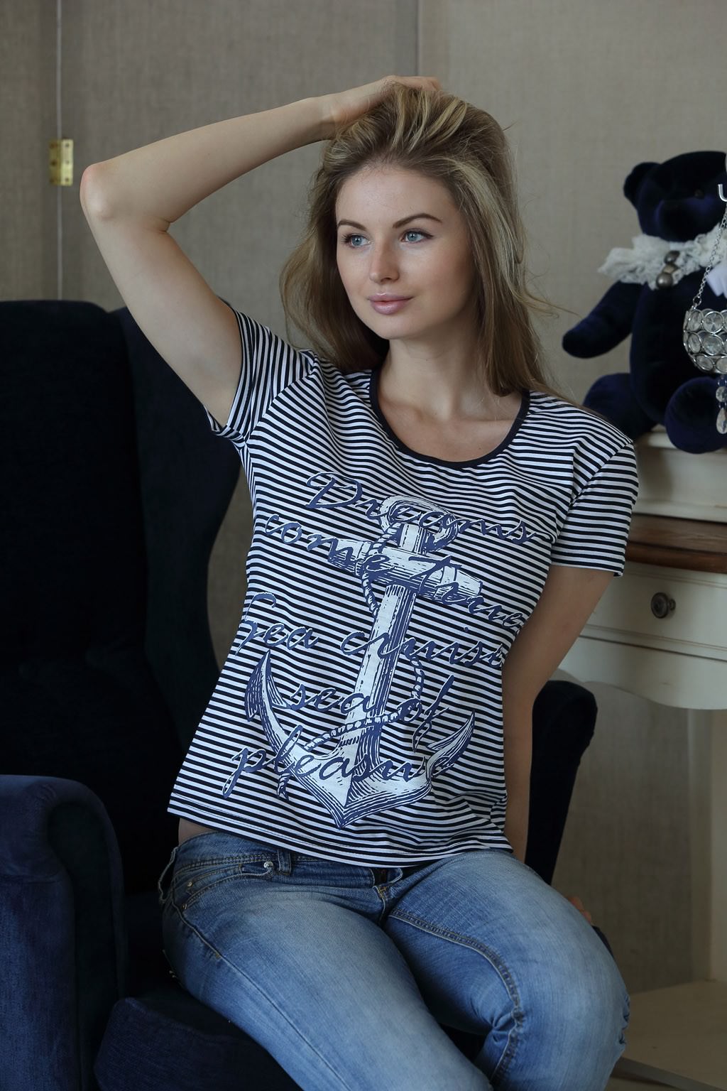 Фото товара 8142, футболка морячка из 100% хлопка