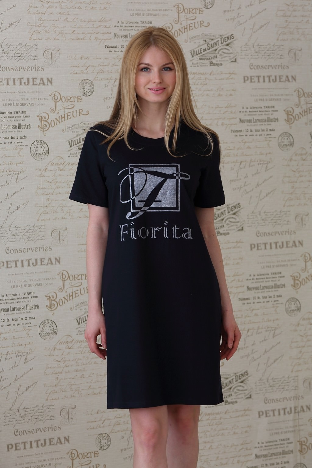 Фото товара 8146, платье-футболка из 100% хлопка черная