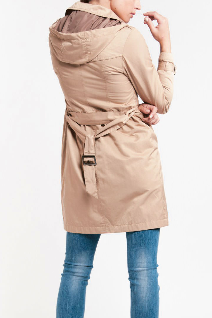 Фото товара 8231, бежевый плащ с поясом