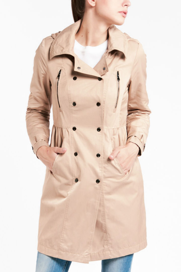 Фото товара 8232, бежевый плащ с поясом