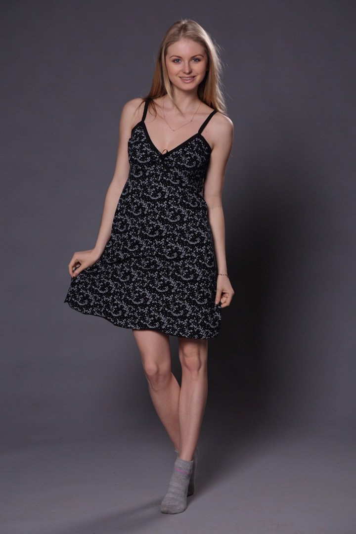 Фото товара 8252, сорочка из хлопка на тонких бретельках