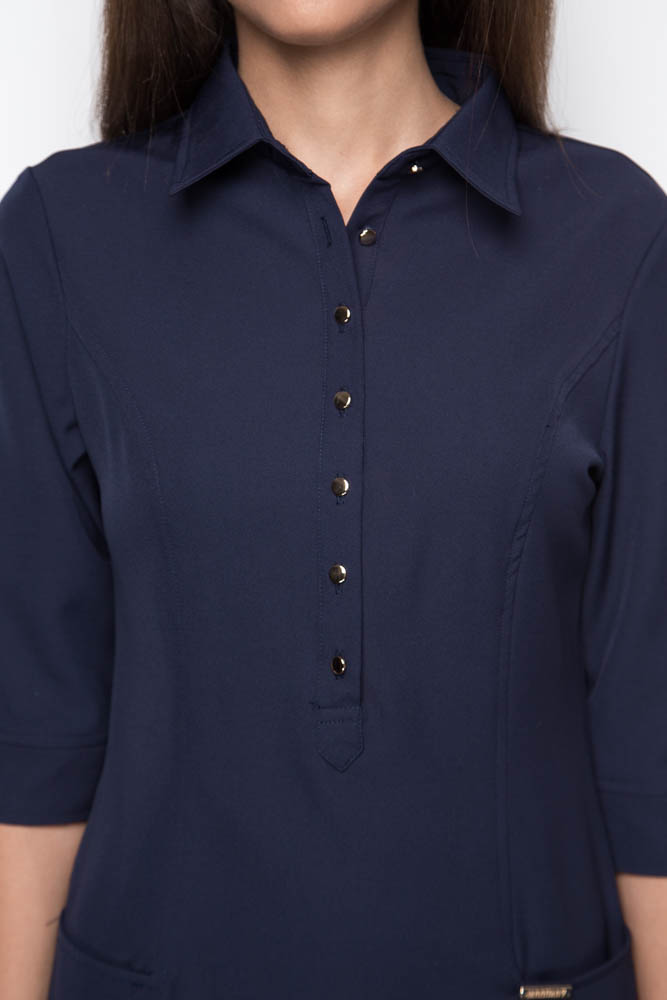 Фото товара 8392, синее офисное платье