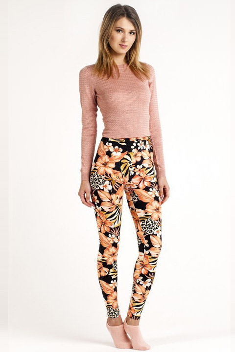 Фото товара 8591, мягкие легинсы с принтом лилии