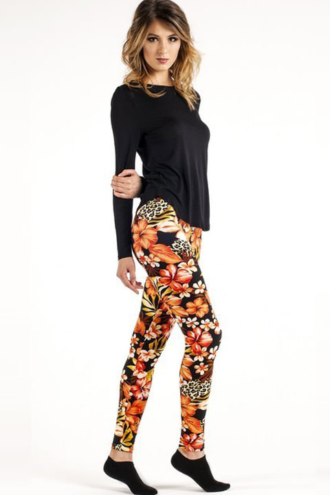 Фото товара 8593, мягкие легинсы с цветочным принтом