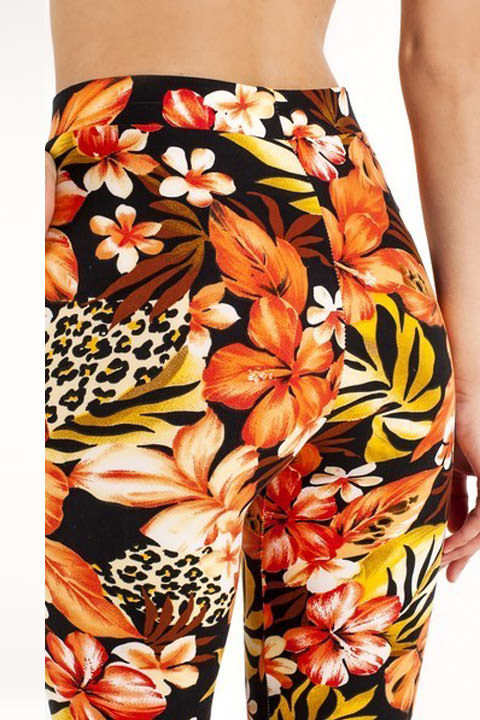 Фото товара 8594, мягкие легинсы с цветочным принтом