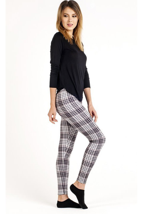 Фото товара 8601, мягкие легинсы с принтом клетка