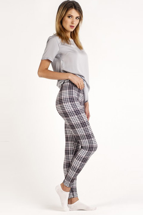 Фото товара 8602, мягкие легинсы с принтом клетка