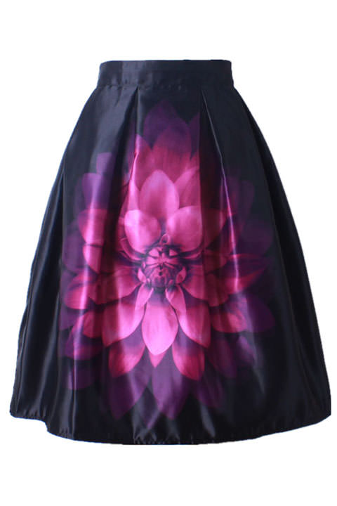 Фото товара 8781, юбка колокол с фиолетовым цветком