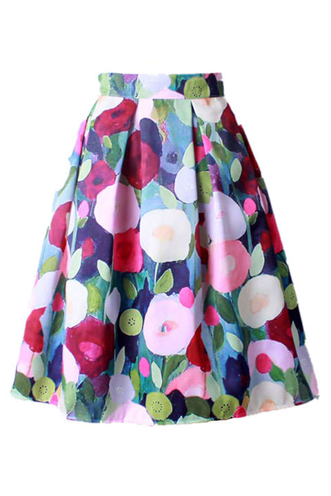 Фото товара 8783, юбка колокол с цветочным принтом