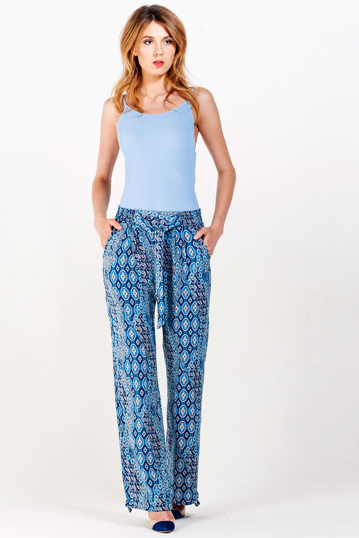 Фото товара 9231, синие брюки из штапеля