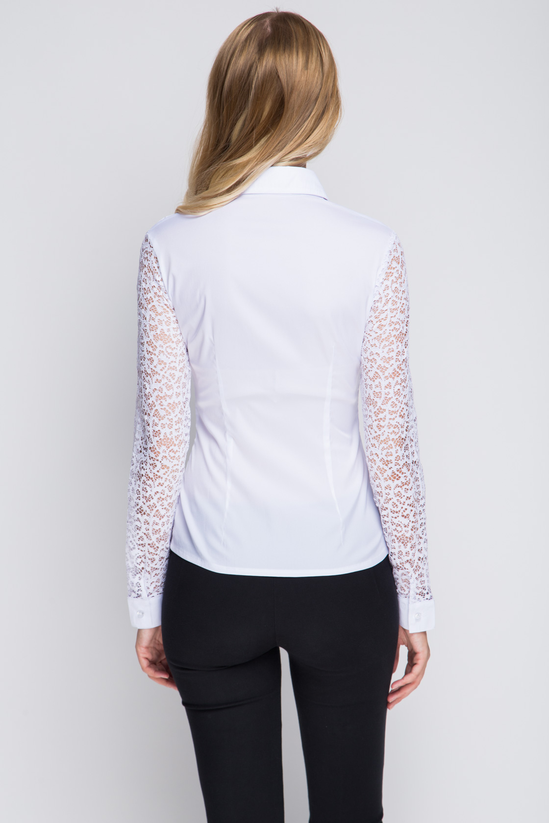 Фото товара 9462, белая блузка с гипюровыми рукавами