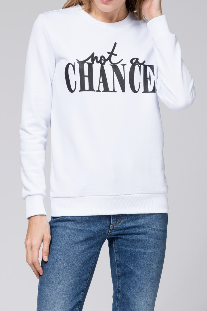 Фото товара 9519, белая толстовка с надписью chance