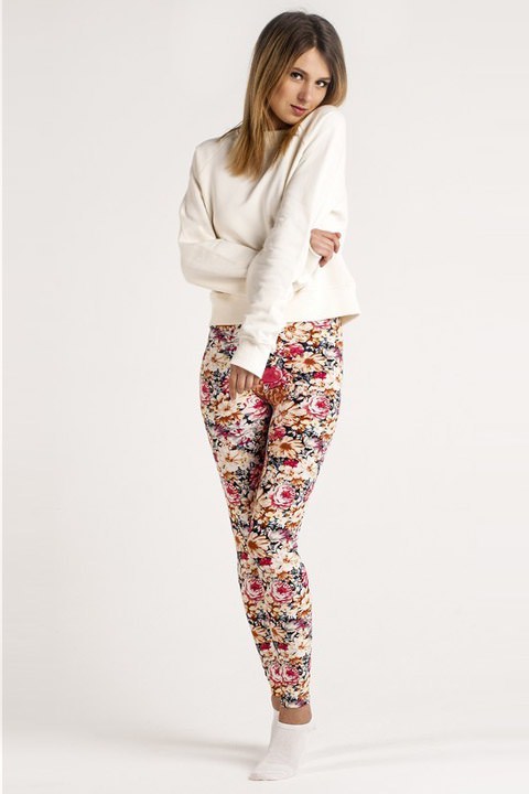 Фото товара 8646, мягкие легинсы с принтом цветы
