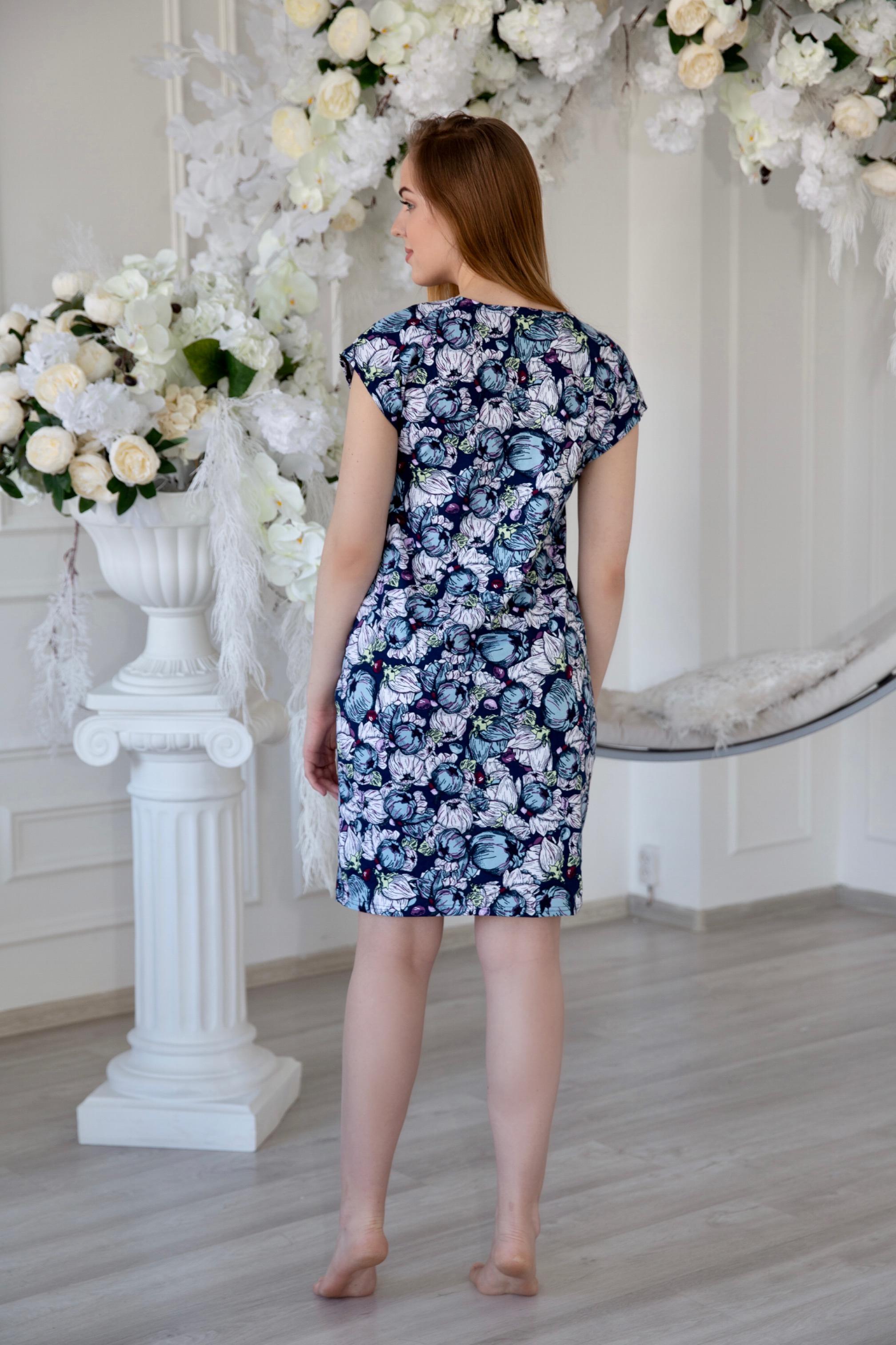 Фото товара 20936, синее хлопковое платье