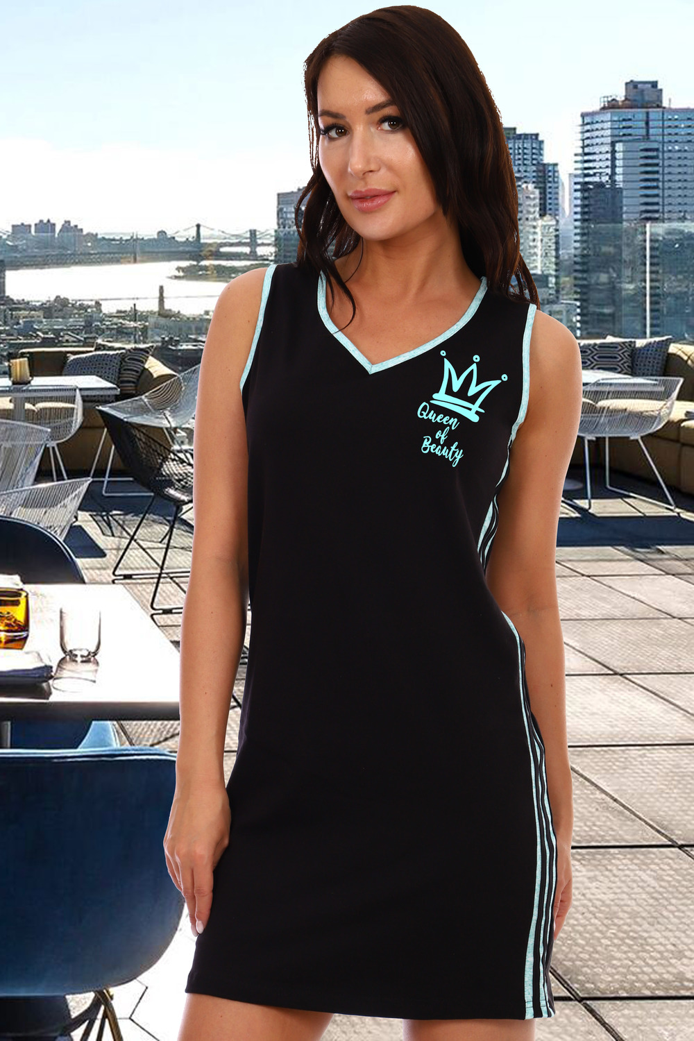 Фото товара 20968, черный сарафан в спортивном стиле