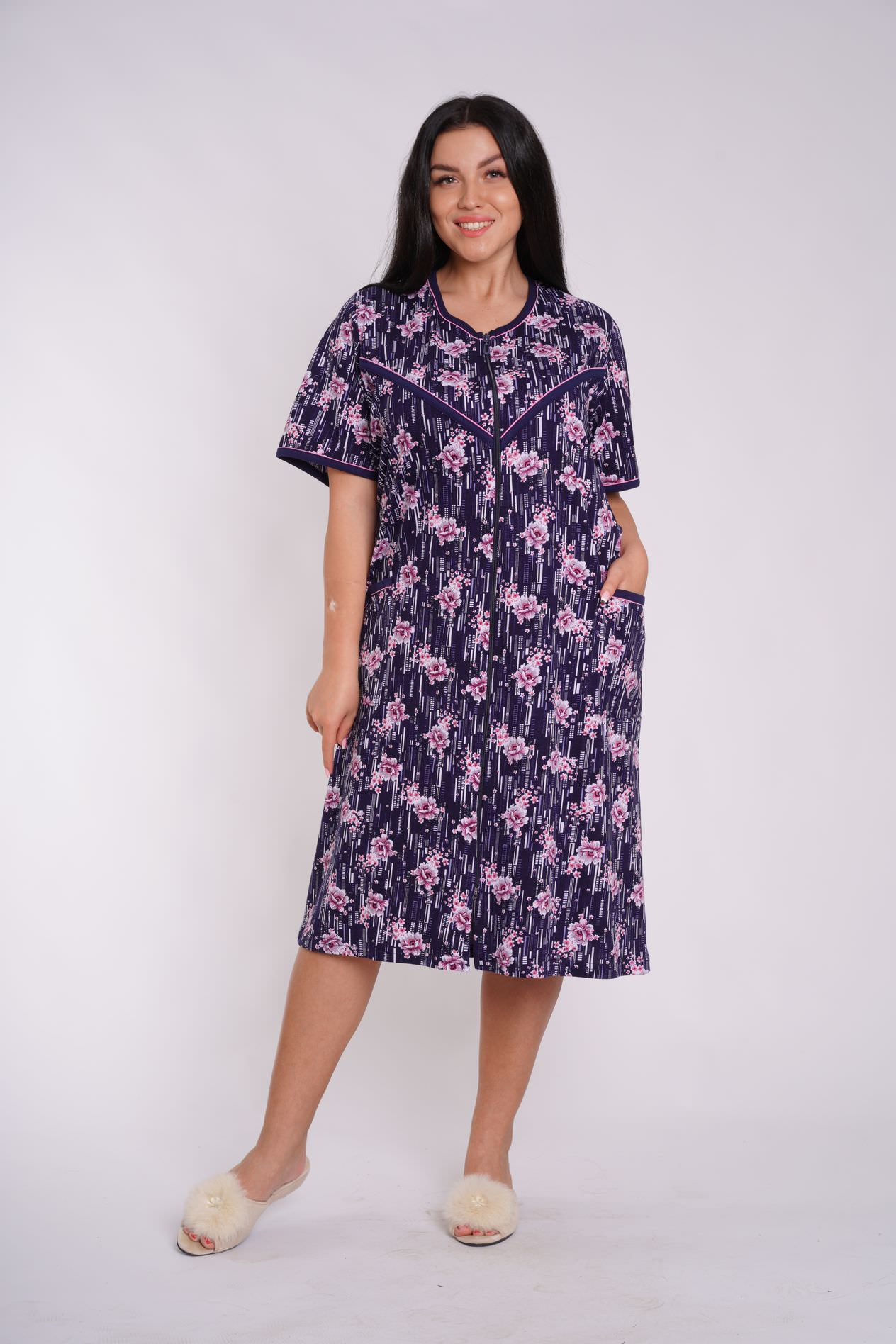 Фото товара 21338, свободный халат миди