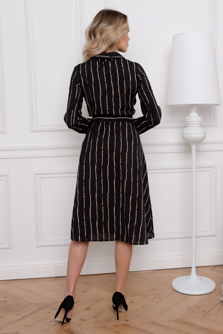 Фото товара 22346, черное платье-рубашка в полоску