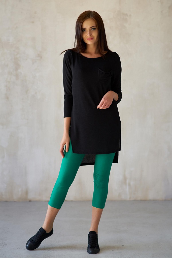 Фото товара 15704, черная туника с разрезами