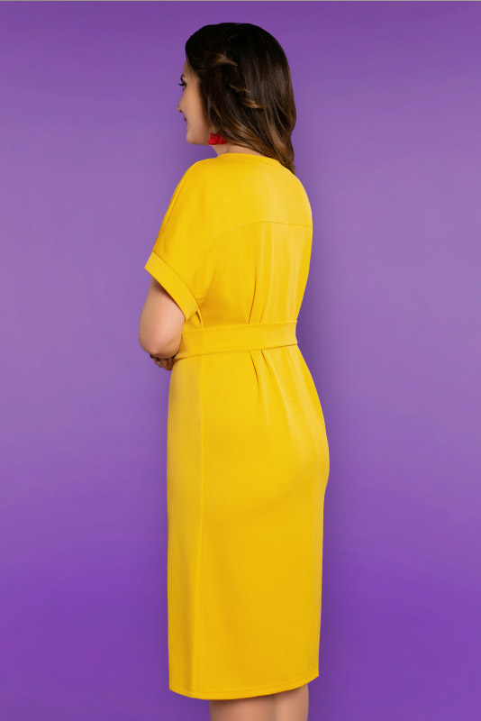 Фото товара 15994, желтое платье с поясом