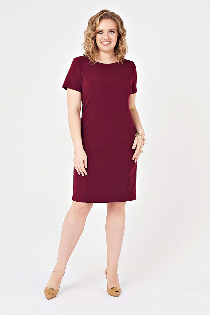 Фото товара 16282, бордовое платье-футляр