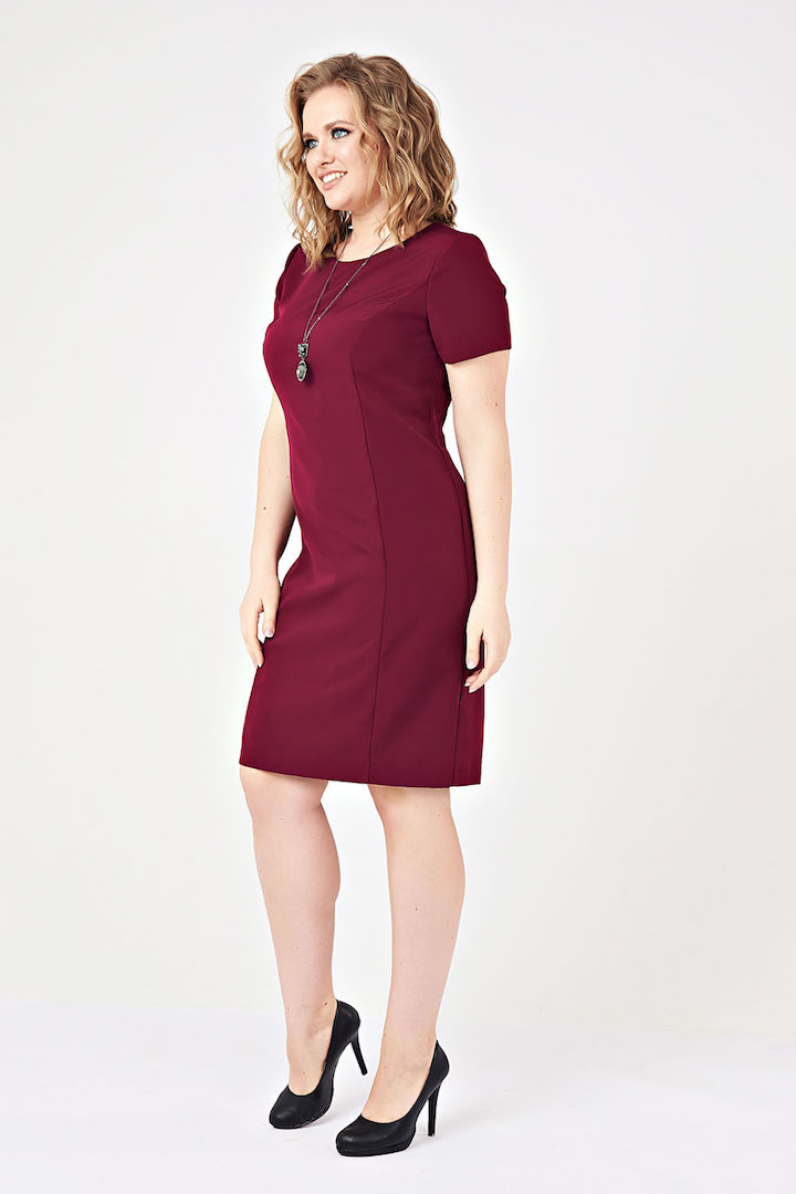 Фото товара 16284, бордовое платье-футляр