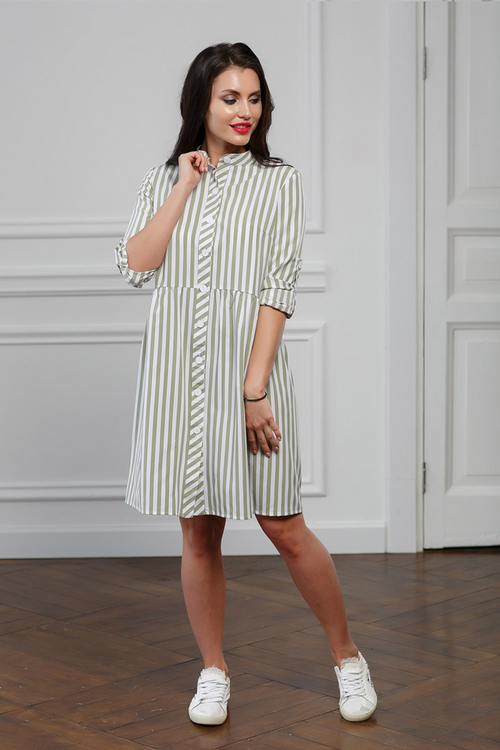 Фото товара 16597, платье рубашка в полоску