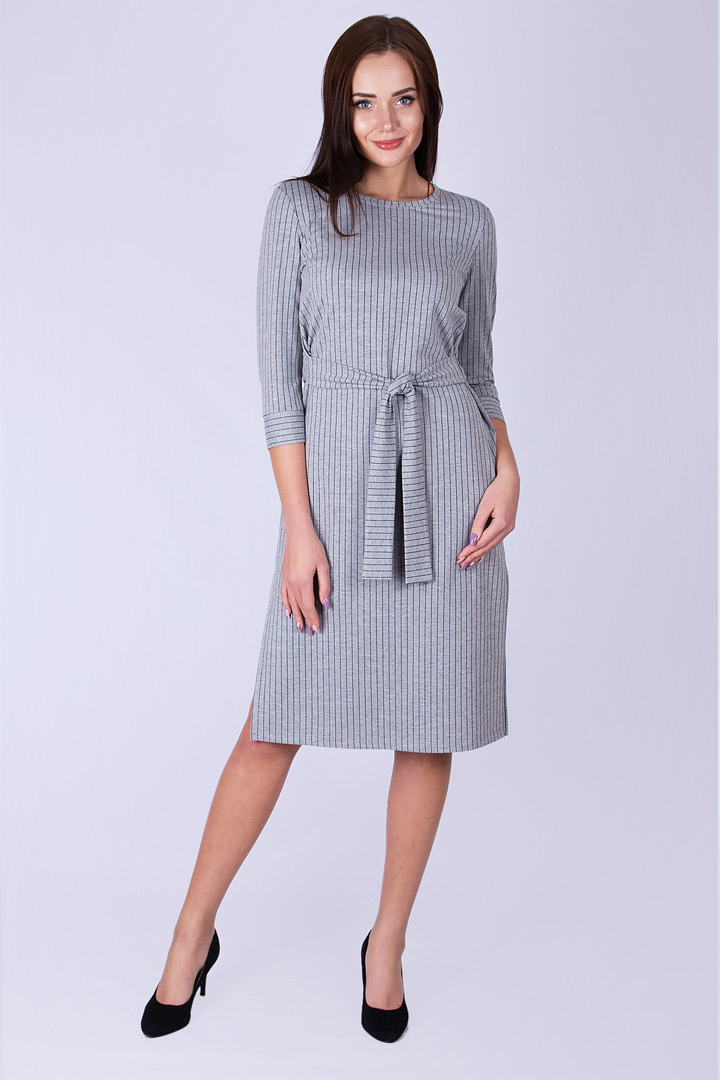 Фото товара 17339, серое платье в полоску