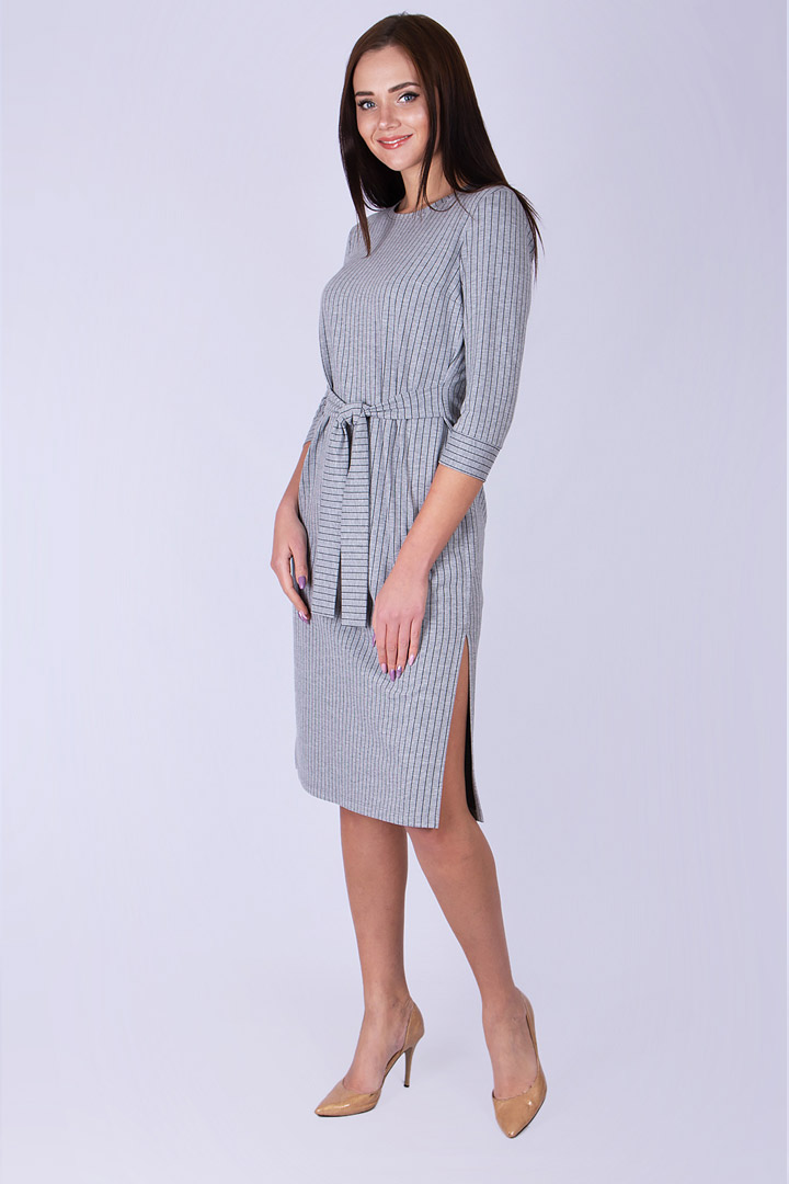 Фото товара 17340, серое платье в полоску
