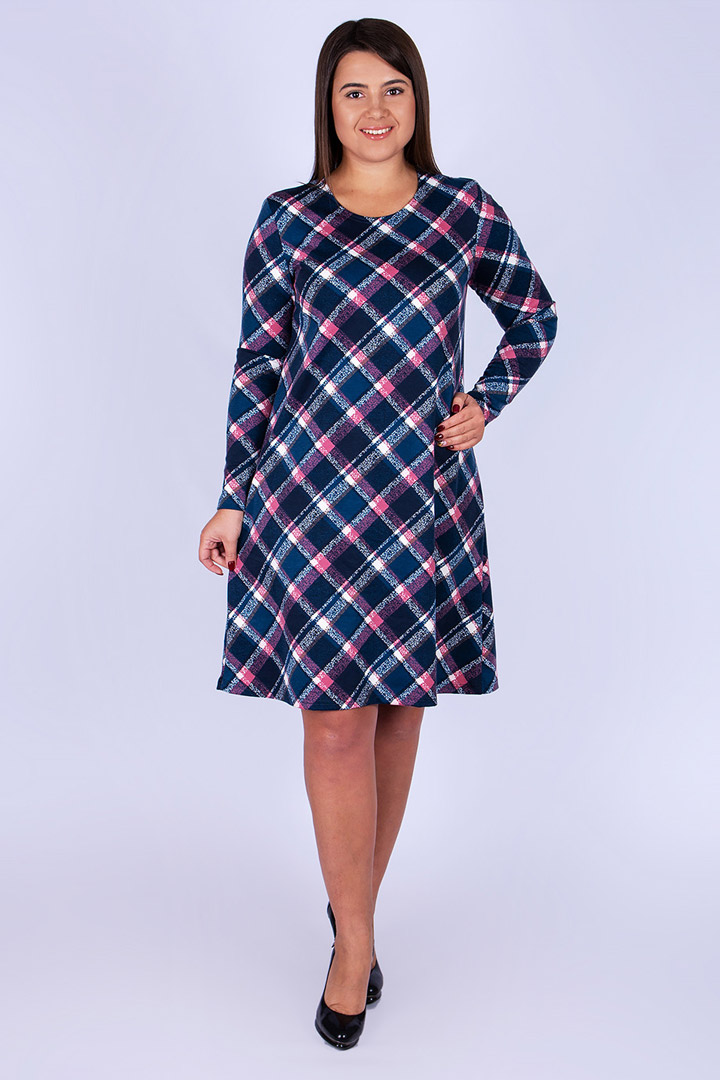 Фото товара 17349, платье трапеция в клетку