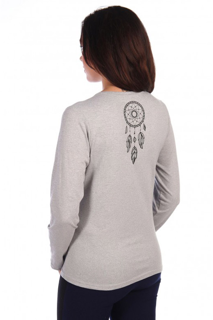 Фото товара 17556, серый лонгслив с совой