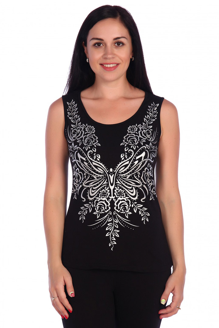 Фото товара 17609, черная удлиненная майка