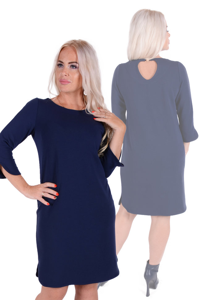 Фото товара 18178, синее повседневное платье