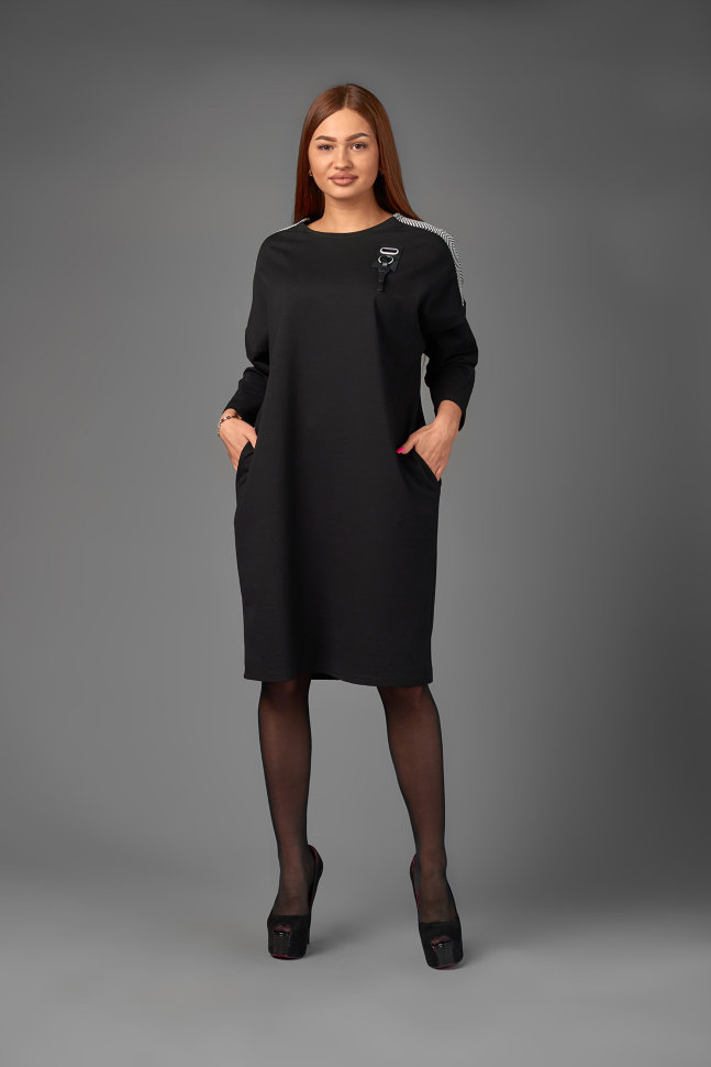 Фото товара 18192, черное свободное платье