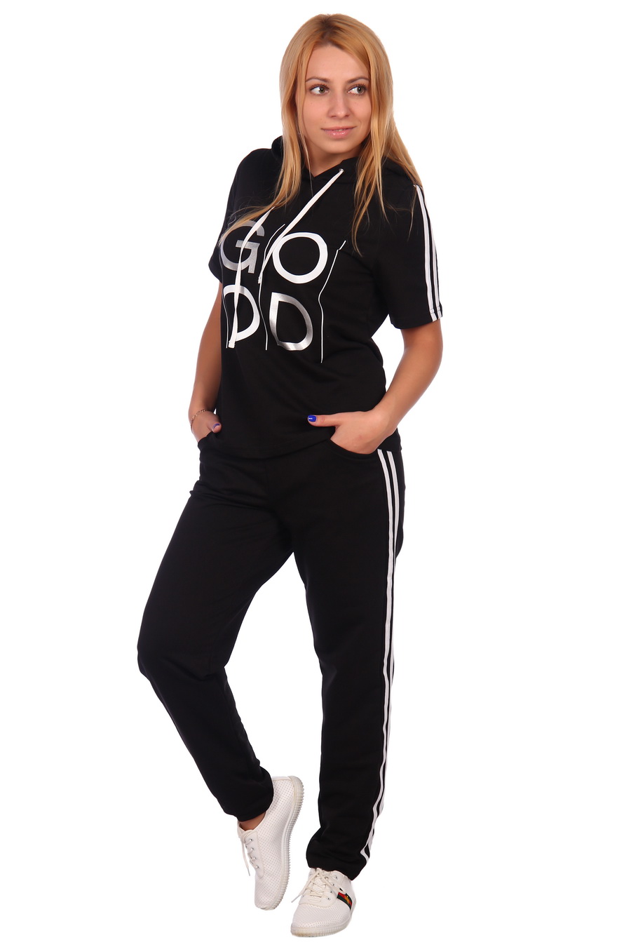 Фото товара 18338, черный спортивный костюм с капюшоном