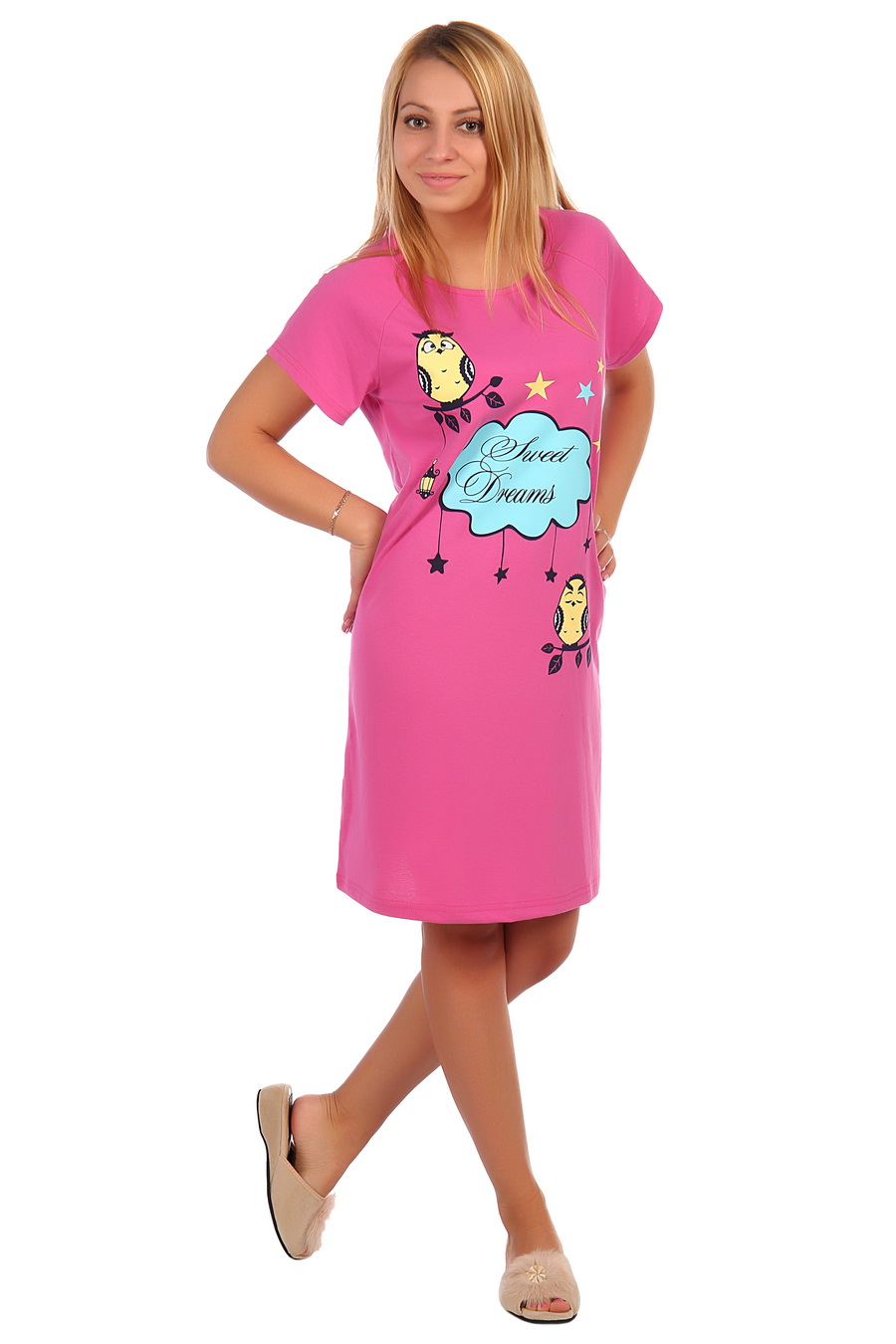 Фото товара 18434, розовая футболка-сорочка