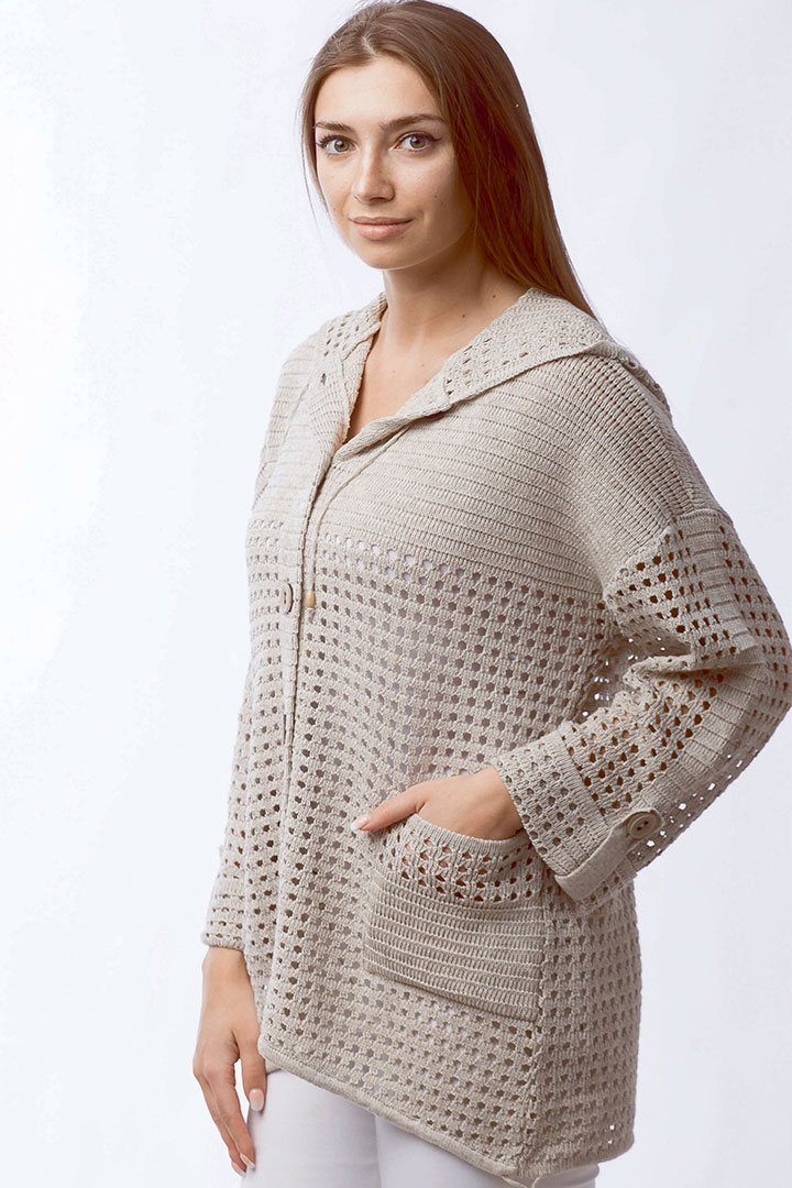 Фото товара 18811, вязаная куртка с капюшоном