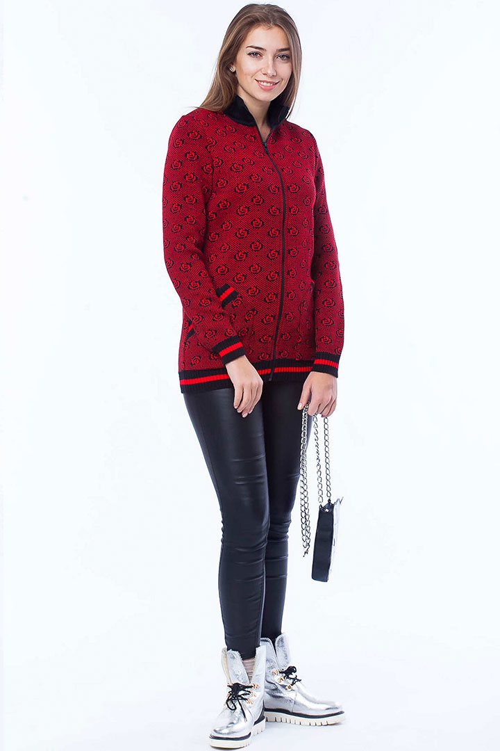 Фото товара 18820, вязаная куртка на молнии