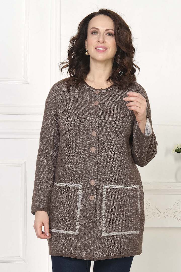 Фото товара 18966, коричневый вязаный кардиган