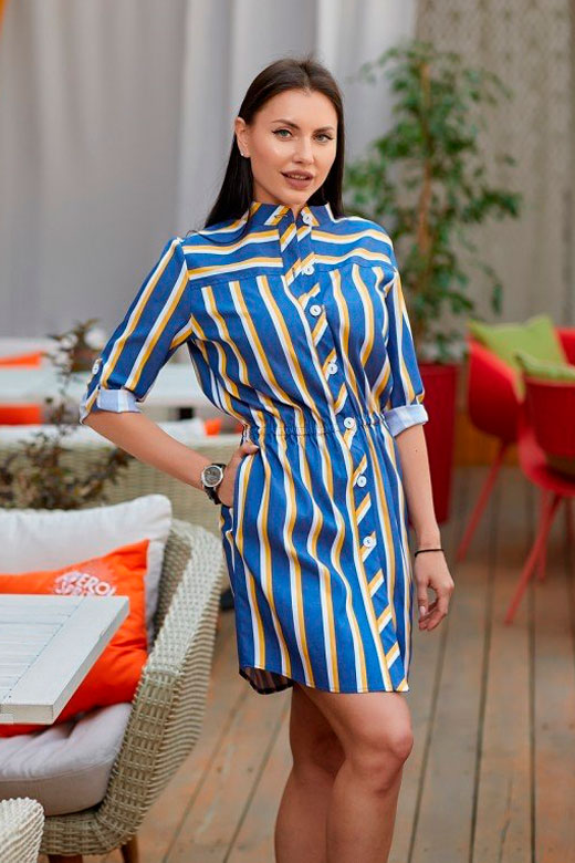 Фото товара 19227, джинсовое платье в полоску