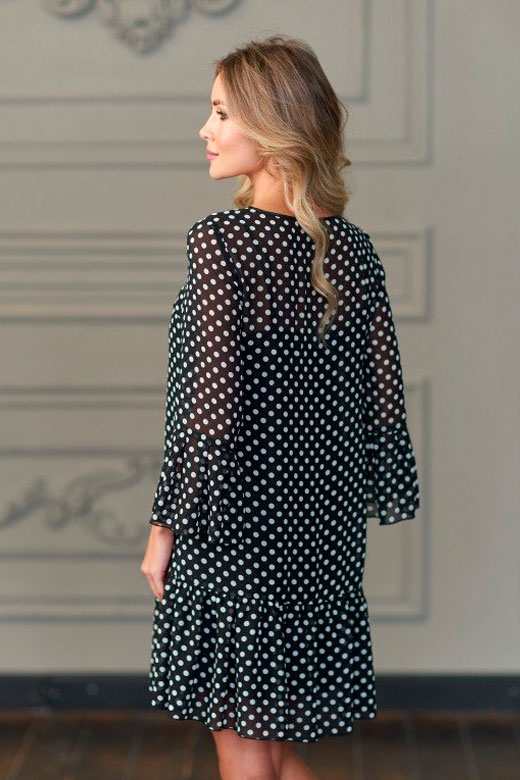 Фото товара 19230, платье из шифона в мелкий горох