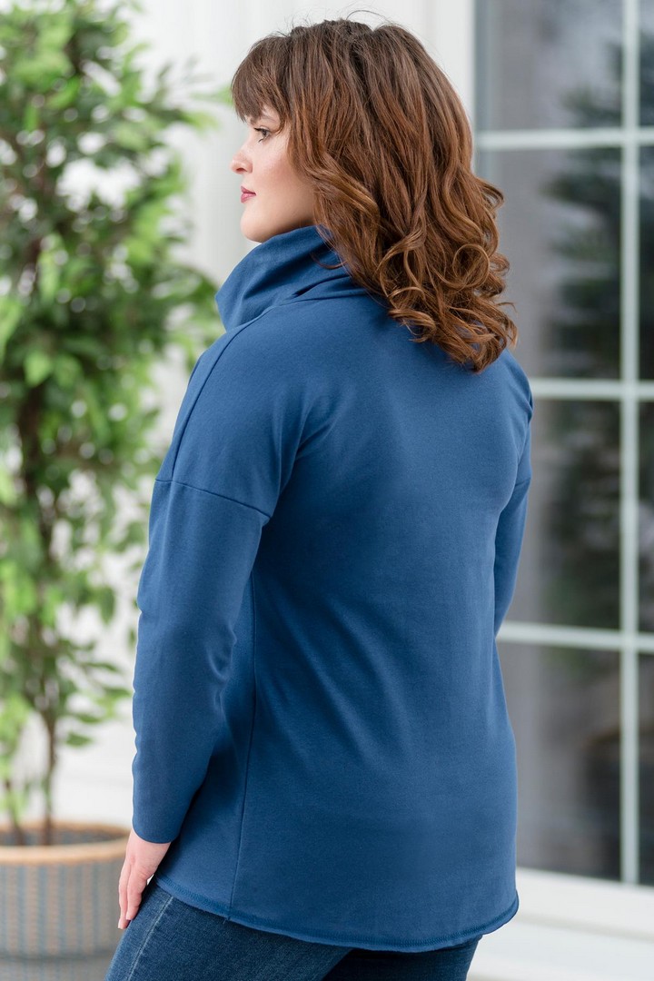 Фото товара 19603, синяя толстовка с воротом хомут