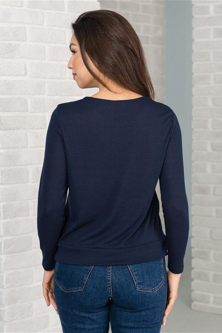 Фото товара 19634, простой синий джемпер