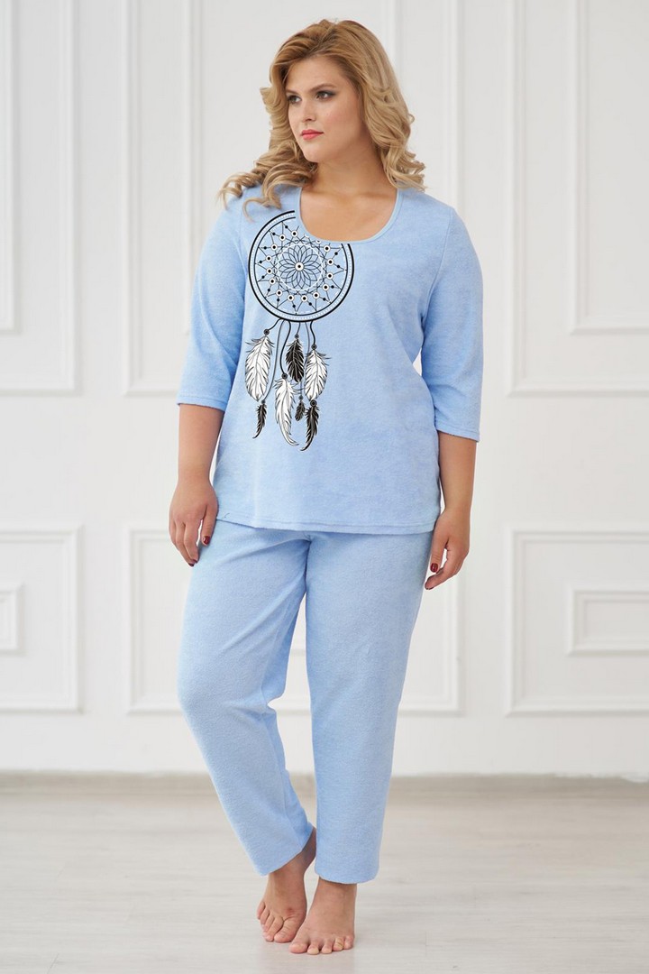 Фото товара 19662, теплая голубая пижама/костюм
